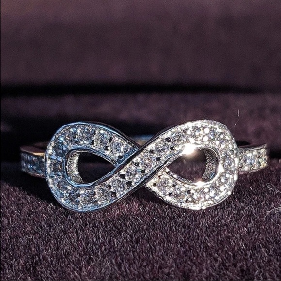 NEW INFINITY 925 SILVER DIAMOND WOMAN RING - Picture 3 of 6